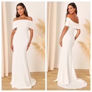 Lulus Exceptional Romance White Off-the-Shoulder Mermaid
Maxi Dress